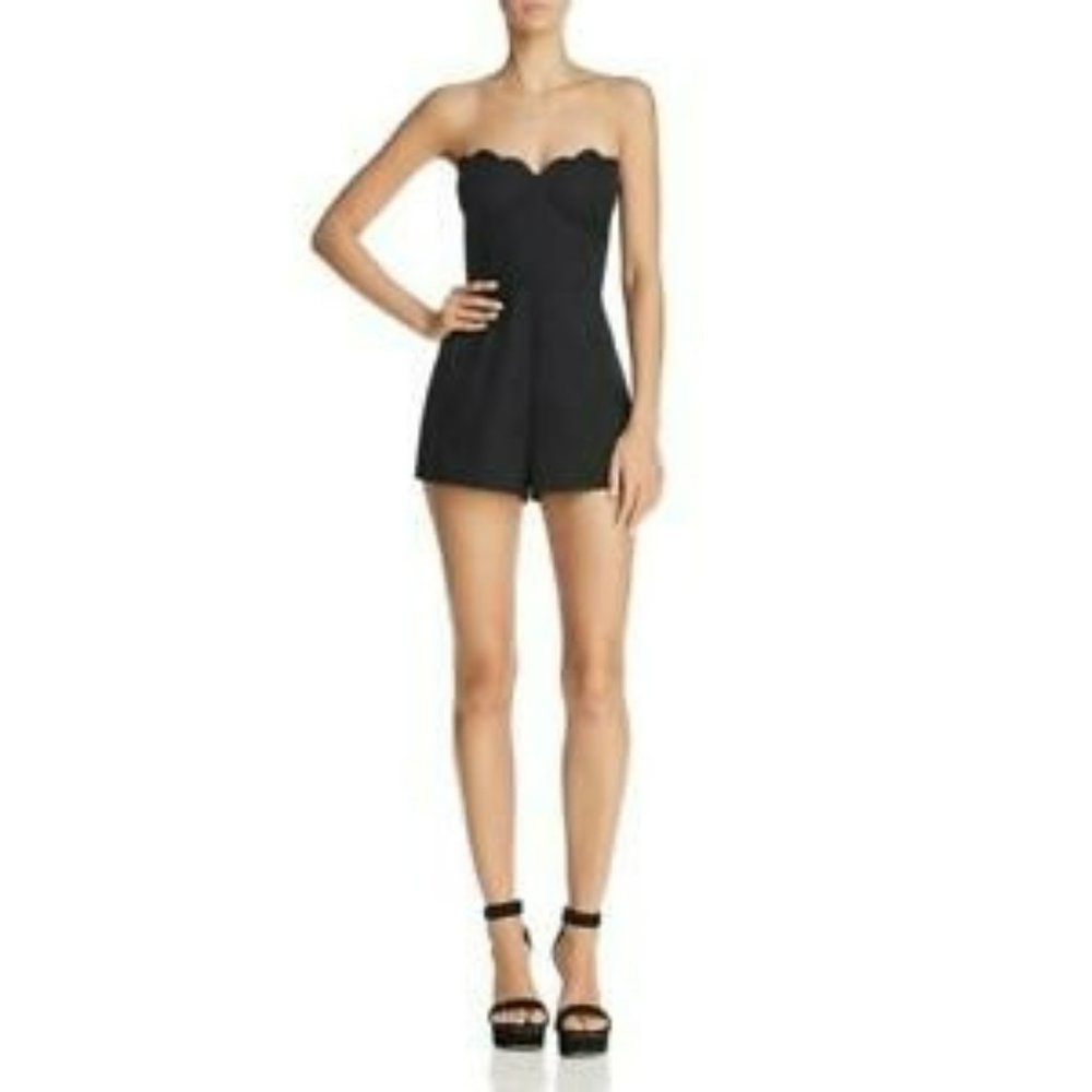 🌟 NWOT SUNSET & SPRING Black Bustier Romper Bloomingdales Size M
